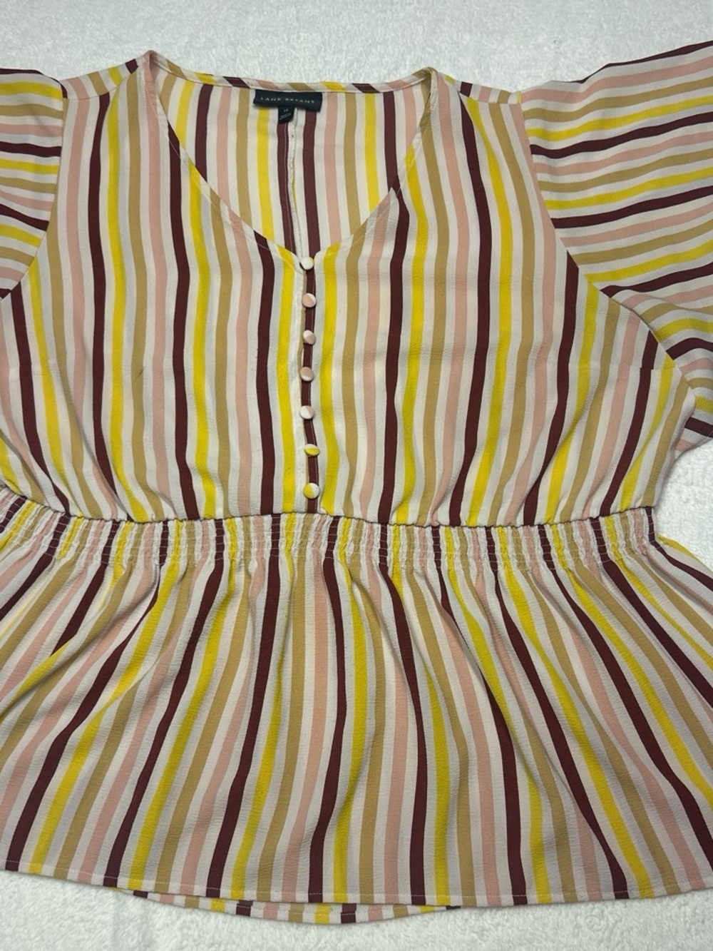 Lane Bryant Striped Peplum Blouse with Button Front-Sz 18